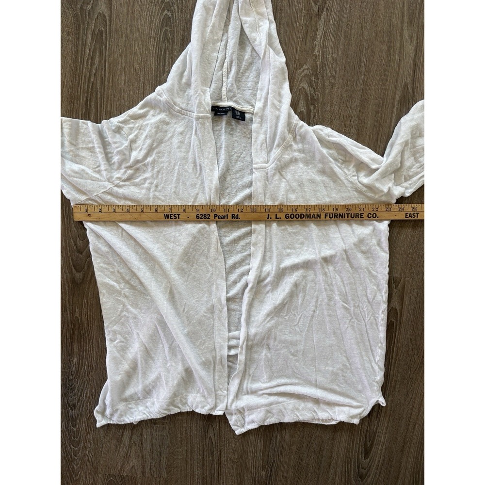 Tahari 100% Linen Open Front Cardigan Hooded Sz 1X Fisherman Coverup Coastal - Picture 4 of 5
